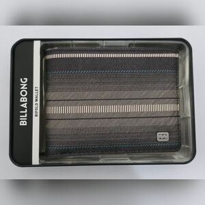 Billabong Striped Black and Gray Bifold Wallet